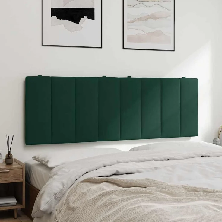 vidaXL Kopfteil-Kissen "Hanko" Dunkelgrün 140 cm Samt Grün – Bild 1