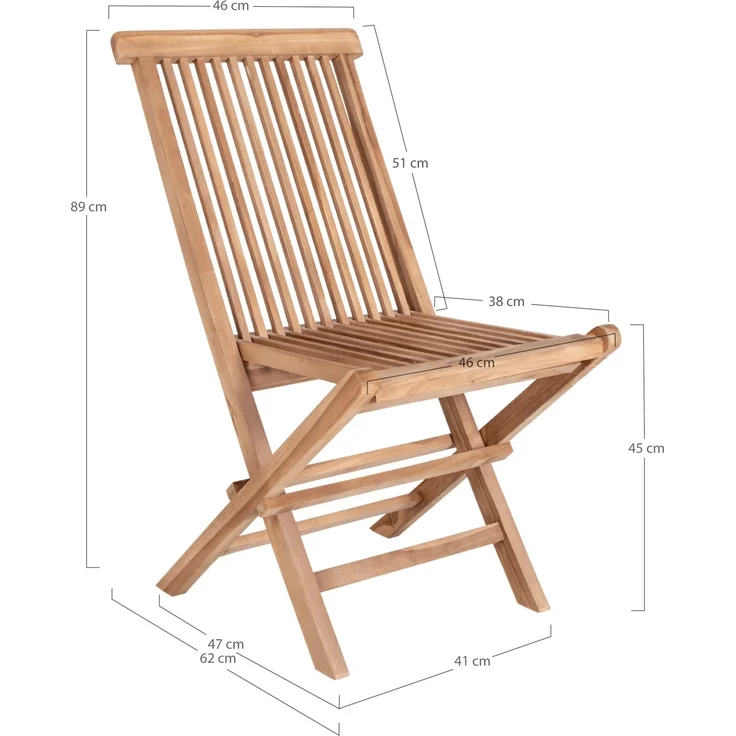 Gartenstuhl >Toledo< (2er-Set) in Teak, Massivholz - 46x89x62cm (BxHxT) – Bild 6