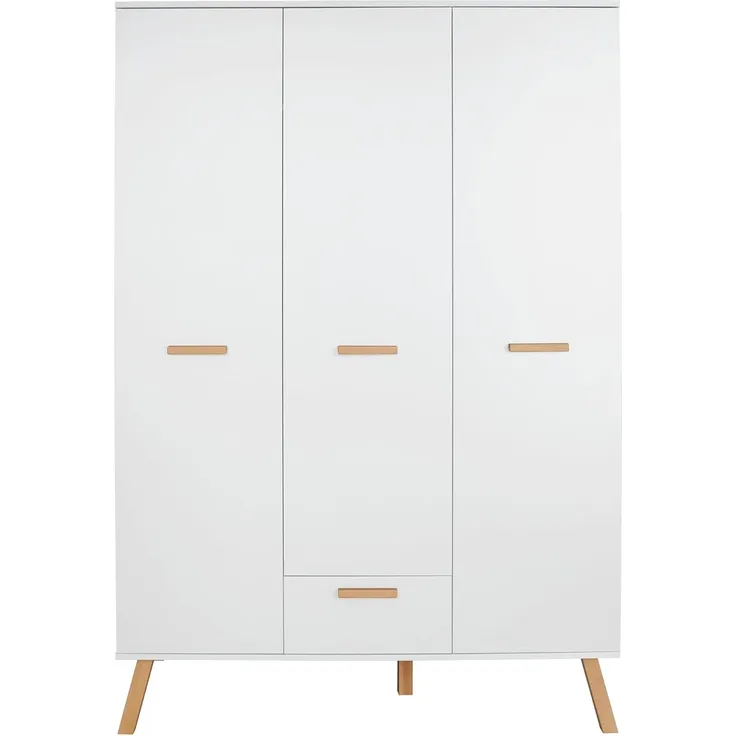 trendteam smart living Kleiderschrank Schrank, Holz, Weiß, Buche massiv, 130 x 190 x 60 cm