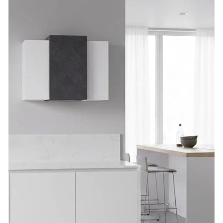 Dmora - Wandschrank Michael, Mehrzweckgarderobe, Wandschrank, 100 % Made in Italy, 90 x 38 x 66 cm, glänzendes Weiß und Schiefer, – Bild 6