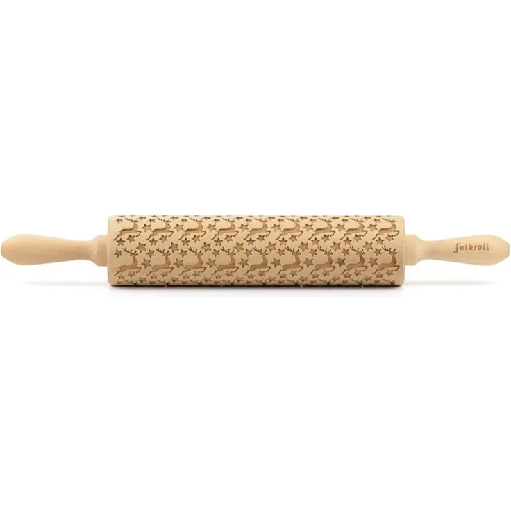 Folkroll 3D-Motiv-Teigrolle 37 cm Rentier Sterne