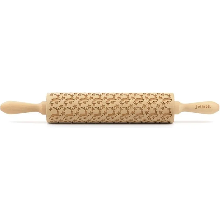 Folkroll 3D-Motiv-Teigrolle 37 cm Rentier Sterne