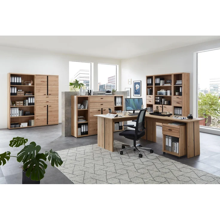 Büroschrank Sonos, Echtholz, Holzwerkstoff, Metall, Holzfarben, 90 x 203 x 38 cm – Bild 5
