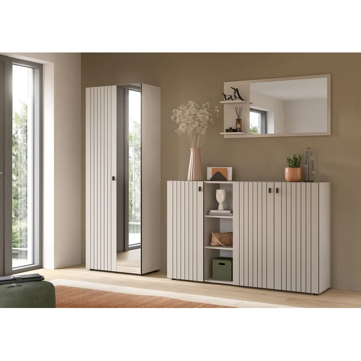 Garderobenkombination (B/H/T: 235x192x37 cm) in Kaschmir Nachbildung – Bild 5
