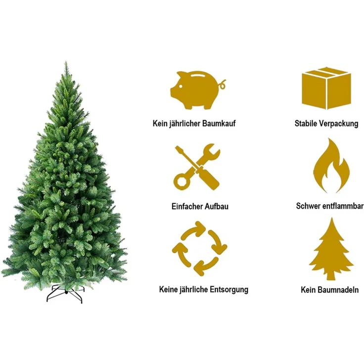 HXT 1101 180 cm künstlicher Weihnachtsbaum inklusive Metallständer, exklusiv & hochwertig, schwer entflammbar