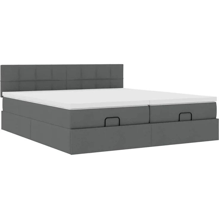 vidaXL Ottoman-Bett mit Matratzen Dunkelgrau 200x200 cm Stoff 3312002 – Bild 4