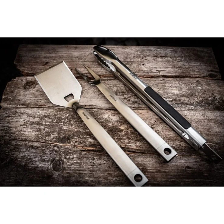Grillfürst Premium Edelstahl Grillbesteck Set mit Grillzange, -Wender und -Gabel in Geschenkverpackung – Bild 7