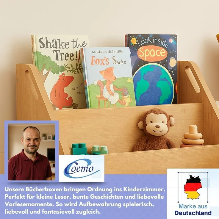 Mein-Regal Bücherbox DOOWY Bücherregal Aufbewahrungsbox MDF Eiche natur 60x24x33 cm – Bild 7