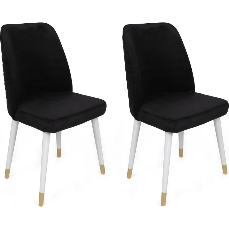 Skye Decor 'Hugo-406 V2' Stuhlset (2-teilig), Schwarz / Weiß, 50 x 90 x 49 cm