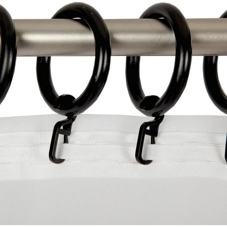 Bestlivings Gardinenstange, 1-läufig, Gardinenring - schwarz - Ø40mm, Gardinenring (silber) Ø40mm , Gardinenringe Ø40mm inkl. Faltenleghaken – Bild 4