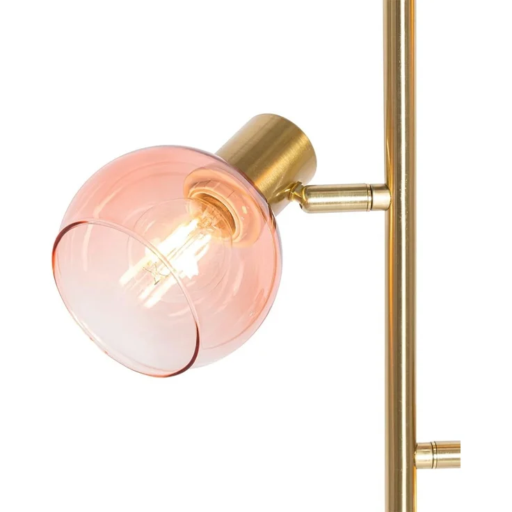 Qazqa Stehlampe Vidro, ohne Leuchtmittel, E14, Rosa, Art Deco, Stahl, 3-flammig – Bild 4