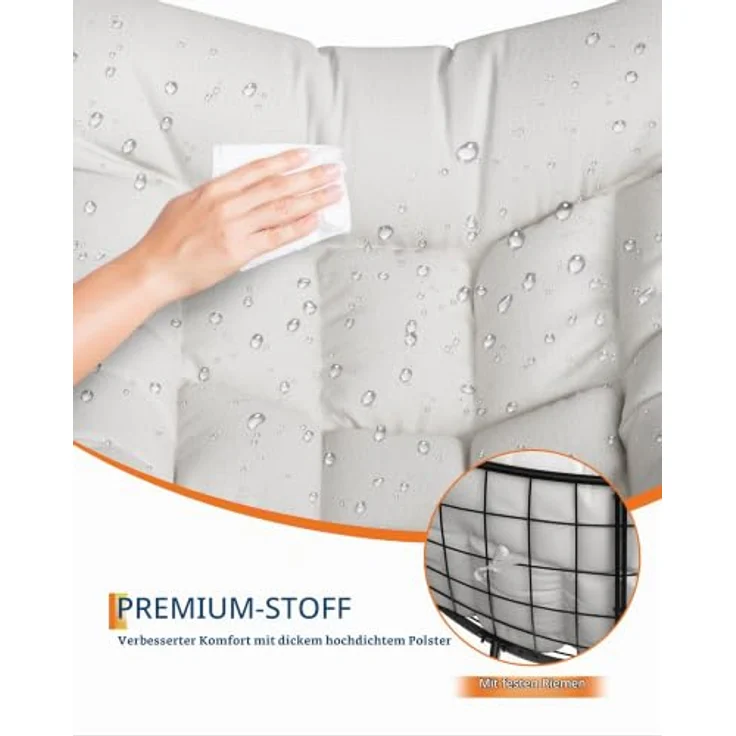 GarveeHome Schaukelstuhl Oversized mit Fußhocker, Schaukelsessel mit dickem Kissen & Metallrahmen, Relaxsessel für Poolside, Garten und Hinterhof, Tragfähigkeit – Bild 7