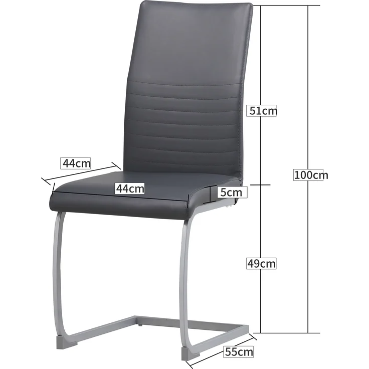 Albatros Freischwinger Stühle 4er Set MURANO, Grau - Esszimmerstuhl Schwingstuhl, modernem Design, Kunstleder-Bezug, dicke Polsterung - Küchenstuhl, Polsterstuhl, Stuhl Esszimmer Esstisch – Bild 7