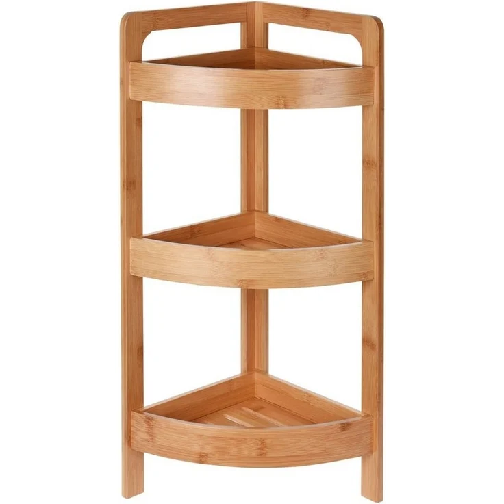 Spetebo Eckregal Bambus Eck Badezimmerregal mit 3 Böden - 61 x 23cm, Stück 1-tlg, Holz Regal für Bad oder Küche – Bild 3