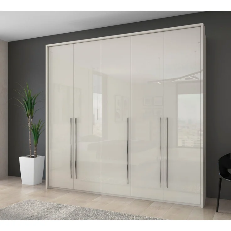 Places of Style Kleiderschrank Piano beige, UV lackiert, Hochglanzfronten, mit Beleuchtung – Bild 5
