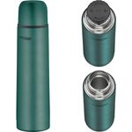 THERMOcafé by THERMOS TC BEVERAGE BOTTLE moss green mat 0,70l, Thermosflasche mit Becher aus Edelstahl, 12h heiß & 24h kalt, Auslaufsicher, für Schule, Unterwegs & Büro
