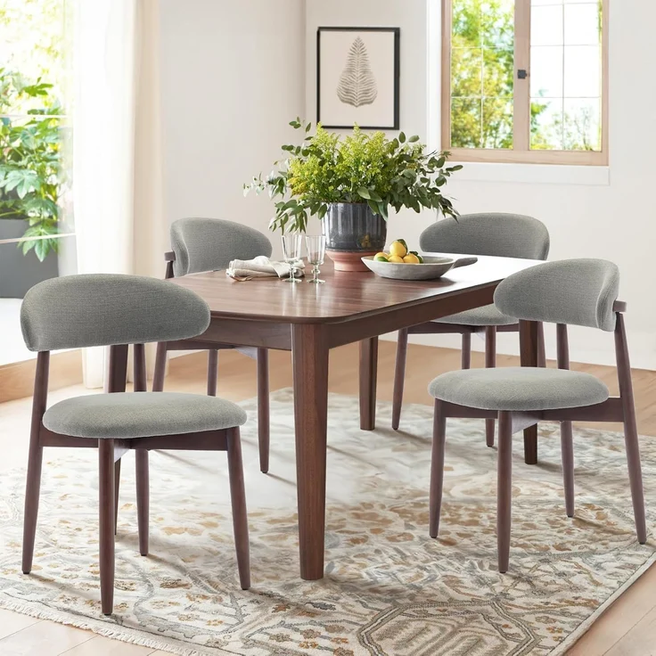 COLAMY Küchenstuhl Esszimmerstühle 4er Set, Moderne Polsterstuhl Essstühle mit Fester Rückenlehne, Stoff Esszimmerstühl mit Holzbein für Esszimmer, Küche, Restaurant, Grün