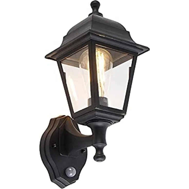 Qazqa Außen-Wandleuchte Capital, ohne Leuchtmittel, E27, Schwarz, Klassisch / Antik, Kunststoff, 1-flammig