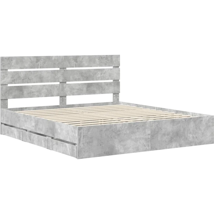 vidaXL Bettrahmen mit Kopfteil Betongrau 180 x 200 cm Ingenieurs Holz 3411815 – Bild 4