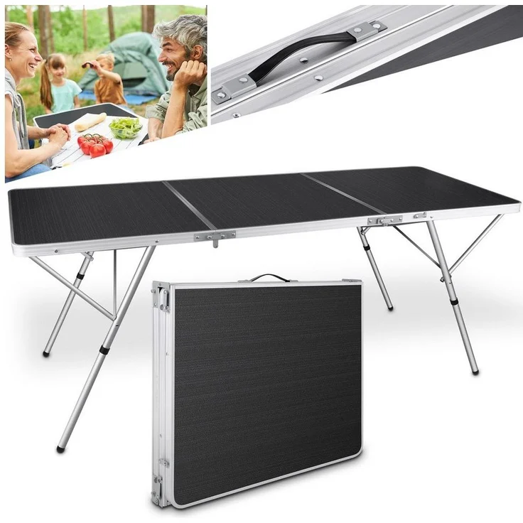 Onbest Klapptisch Sylt mit Aluminiumgestell Tragegriff, rutschfest, 180cm, klappbar, MDF-Platte – Bild 5