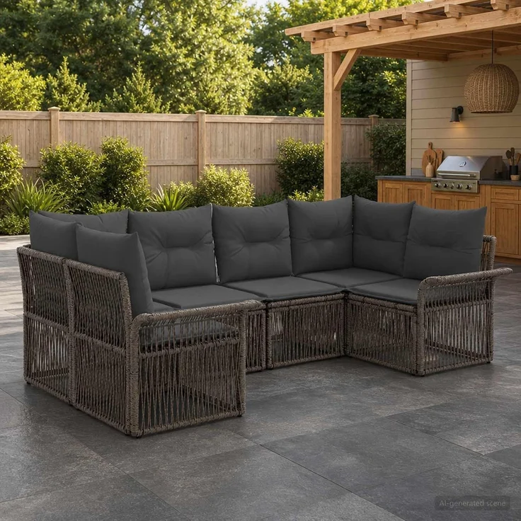 vidaXL Gartensofa-set 6 stk. 6-Sitzer Grau Poly-Rattan 3434927 – Bild 2