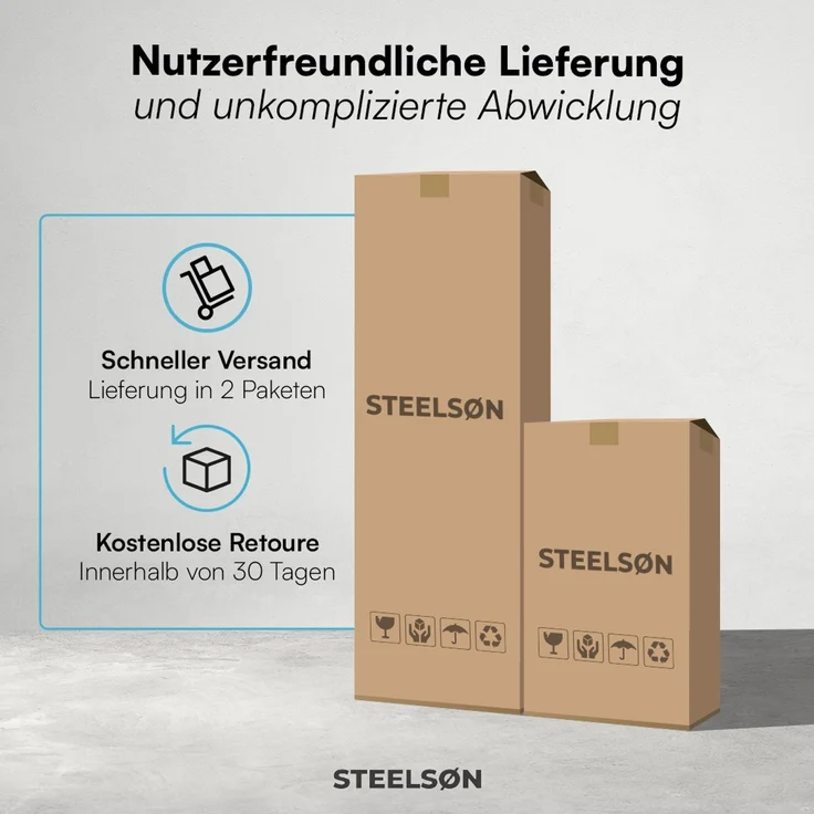STEELSØN 'Menkent' Outdoor Metallschrank, Doppeltür mit Schloss, schwarz, 170x80x45 cm, mit 6 Einlegeböden, 8 höhenverstellbare Fächer – Bild 9
