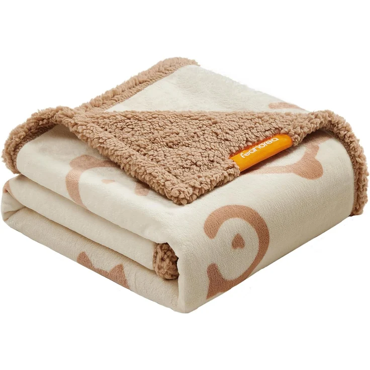 Feandrea Haustierdecke, wasserdicht, Sherpa Fleece, Beige, L (127x101 cm)