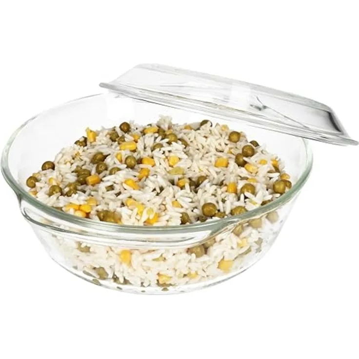 MamboCat Auflaufform Brat- & Backform 2L Deckel Auflaufform Ø23,5cm rund Glas, Glas