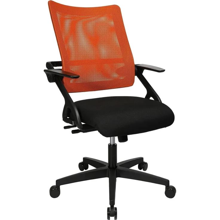 Topstar New S'move Black-Edition, Bürostuhl, Schreibtischstuhl, inkl. Armstützen, Stoff, schwarz/orange