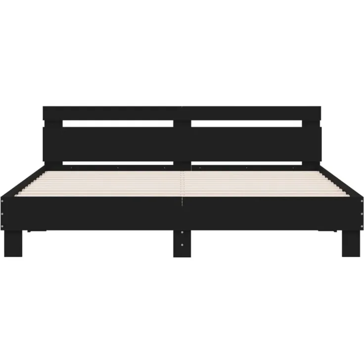 vidaXL Bettgestell mit Kopfteil und LED-Beleuchtung Schwarz 180x200 cm 3207526