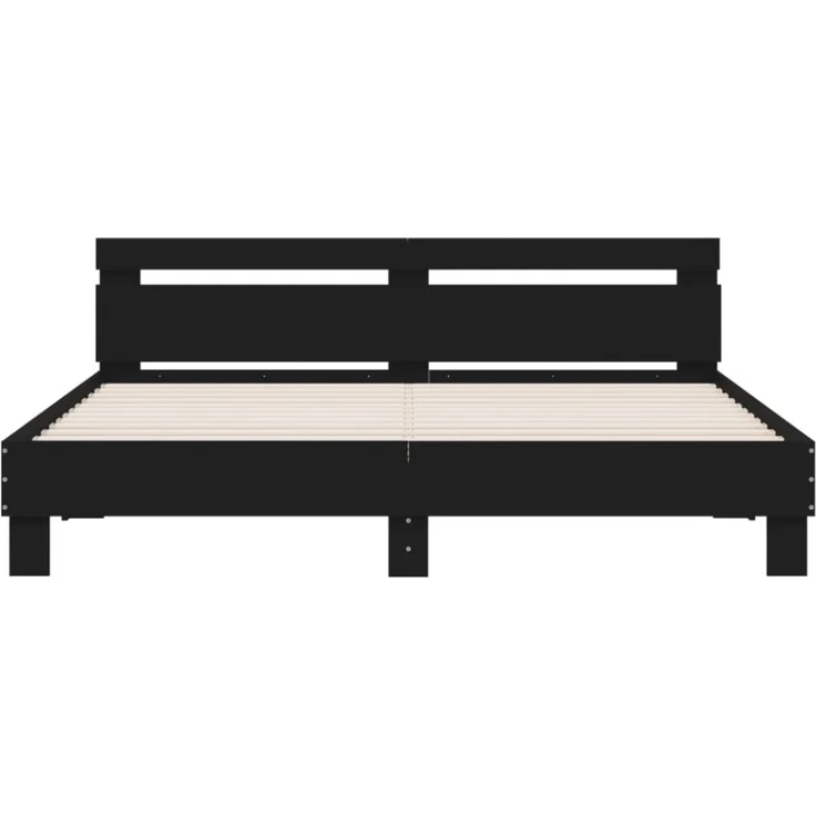 vidaXL Bettgestell mit Kopfteil und LED-Beleuchtung Schwarz 180x200 cm 3207526 – Bild 1