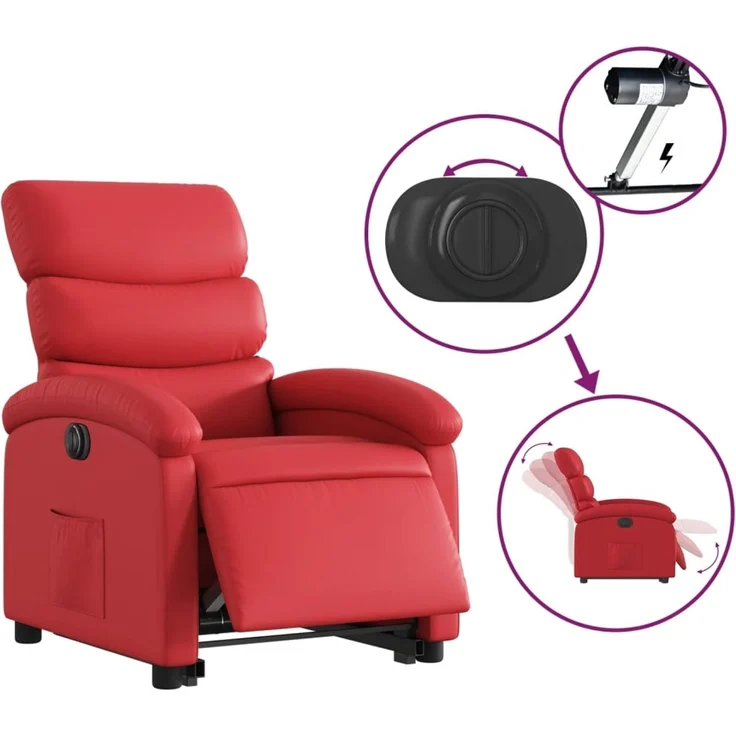 vidaXL Relaxsessel mit Aufstehhilfe Elektrisch Rot Kunstleder 3204059 – Bild 4