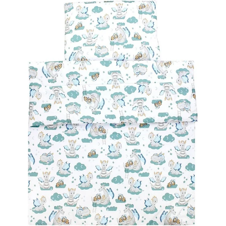 TupTam Kinderbettdecke-Set, Ganzjahresdecke, 2tlg., 1x Bettdecke, 1x Flachkissen, Dino Bärchen Grün Grau, 135x100 cm – Bild 3