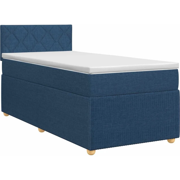 vidaXL Boxspringbett mit Matratze mit Kopfteil Blau 100 x 200 cm Stoff 3451411 – Bild 2