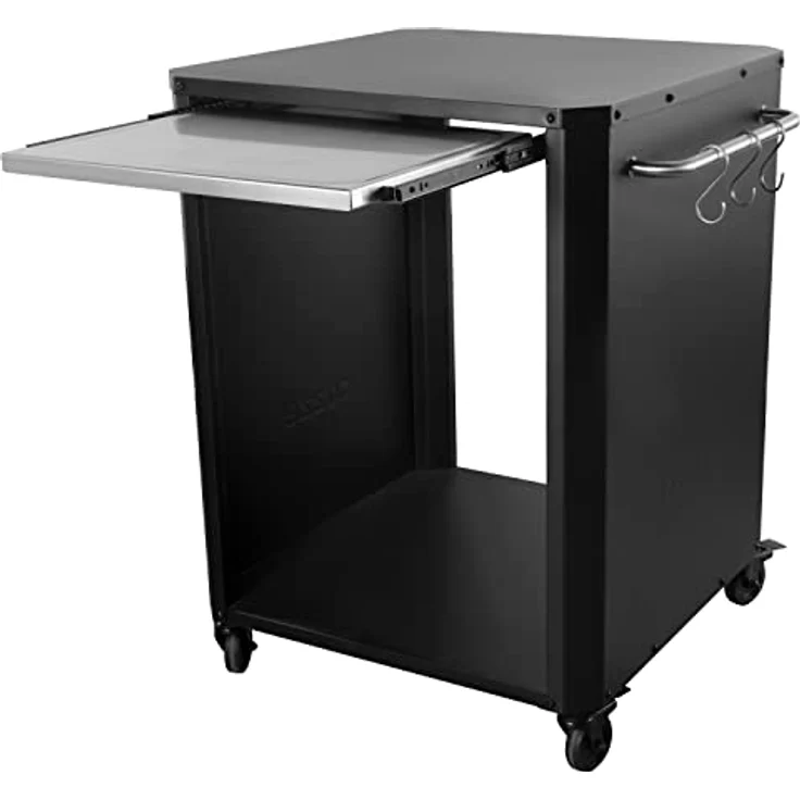 cozze® Edelstahl Outdoor Küchentisch mit Ausziehbarer Tisch/Schneidebrett - Vielseitig, Robust & Elegant für Pizzaöfen, Ideal für Außenküchen, 77 x 66.5 x 82.5 cm, Schwarz – Bild 2