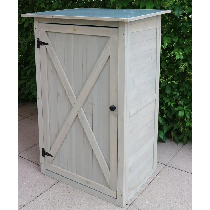 HABAU Gartenschrank "Benno" aus Holz, Grau, 76 x 56 x 117 cm – Bild 5