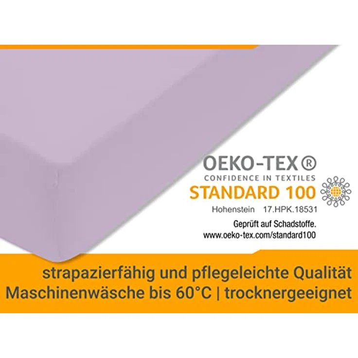 npluseins klassisches Jersey Spannbetttuch - vielen Farben + Größen - 100% Baumwolle 159.192, 140-160x200 cm, Flieder – Bild 7