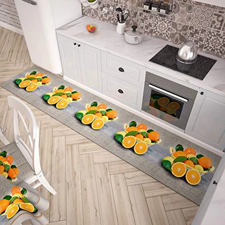 PETTI Artigiani Italiani - Teppich für Küche, rutschfest und waschbar, 52 x 100 cm, Design Orangen, 100% Made in Italy – Bild 2
