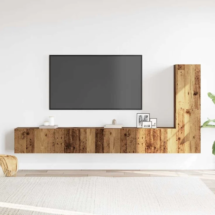 vidaXL 3-tlg. TV-Schrank-Set Wandmontage Altholz-Optik Holzwerkstoff 3329197 – Bild 2