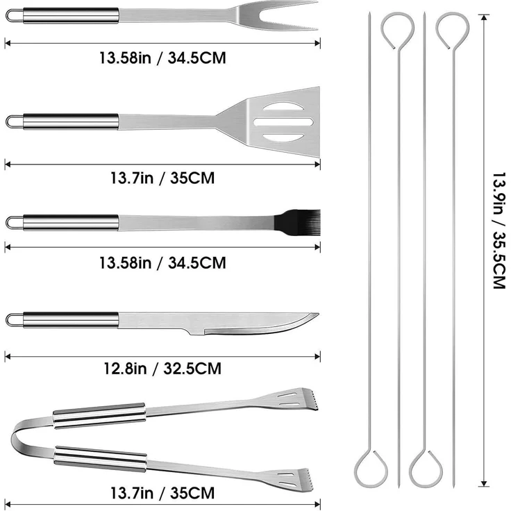 Luxus Kollektion Grillbesteck-Set mit Tasche, 9-teilig, Edelstahl silber – Bild 5