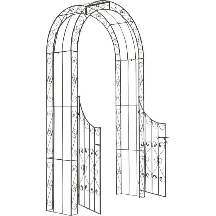 Rosenbogen WEIMAR mit Tor - 135x41,5x245cm, Metall, Bronze | Rankhilfe Rosen Rankgitter Gartendekoration