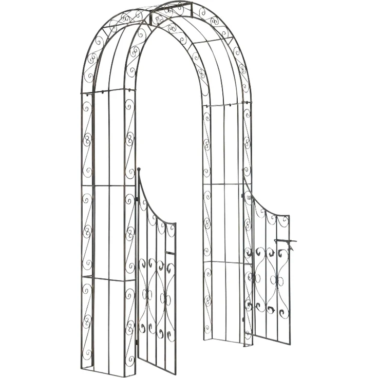 Rosenbogen WEIMAR mit Tor - 135x41,5x245cm, Metall, Bronze | Rankhilfe Rosen Rankgitter Gartendekoration – Bild 1