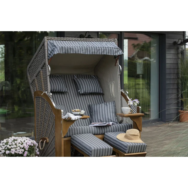 Strandkorb Komplettset - bene living - Schleswig Pinie - PE mokka - Modell 553 – Bild 9