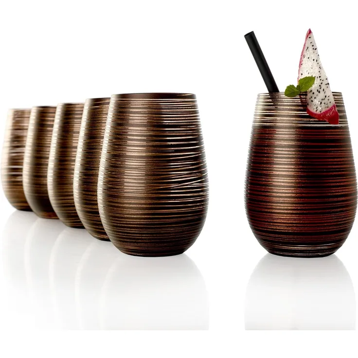 Stölzle Lausitz TWISTER Becher 465 ml schwarz-bronze 6er Set