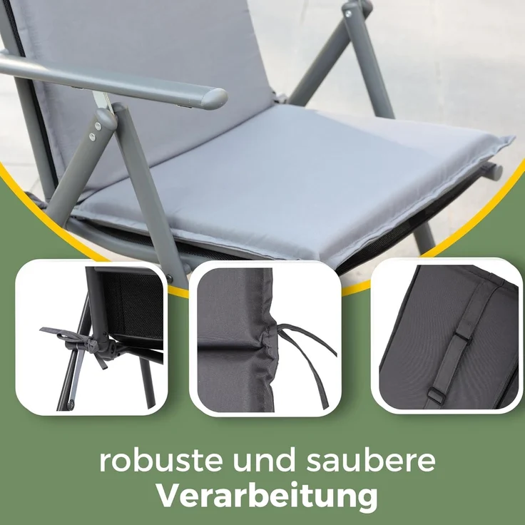 Albatros International Stuhlkissen Albatros Sitzauflage Gartenstuhlauflagen Sitzpolster, Sitzpolster Sitzkissen Outdoor Anthrazit Hochlehner Auflage UV – Bild 5