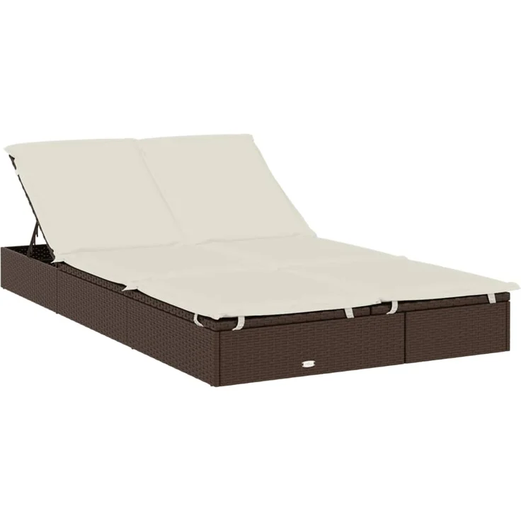 2-Personen-Sonnenliege, Gartenliege mit Dach Braun 211 x 112 x 140 Poly Rattan – Bild 5