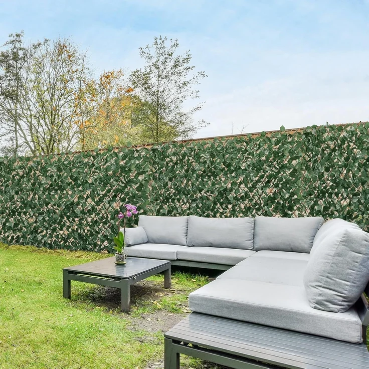 Coradoma Erweiterbarer Gitterzaun aus Weide mit künstlichem Blattwerk aus Ahornblätter – 100x200cm flexibel ausziehbar – Sichtschutz und Dekoration für Wohnzimmer, Garten, Balkon und Terrasse – Bild 5