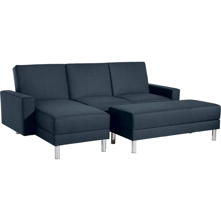 Funktionssofa mit Hocker Katryna Flachgewebe blau – Bild 1