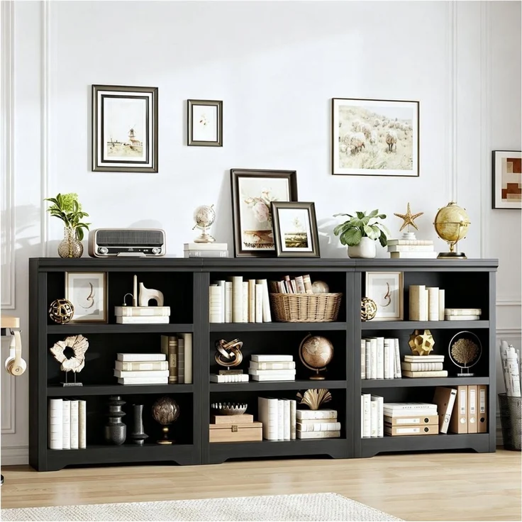 GarveeMore Bücherregal 100 Cm Hohes Bücherregal 3 Etagen Offenes Bücherregal – Bild 3