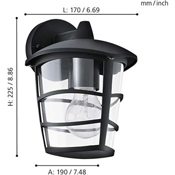 Eglo 93098 Aussenleuchte ALORIA schwarz, E27 max. 1X40W L:17cm H:22,5cm – Bild 5